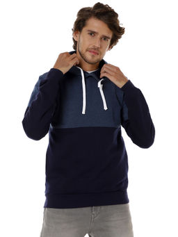 Campus Sutra - Men Colorblocked Full Sleeve Stylish Casual Hooded Sweatshirt