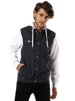 Campus Sutra - Men Colorblock Full Sleeve Stylish Casual Denim Jacket