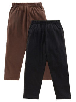 KiddoPanti - Brown & Black Solid Pyjama Pant With Single Pocket (Pack Of 2)