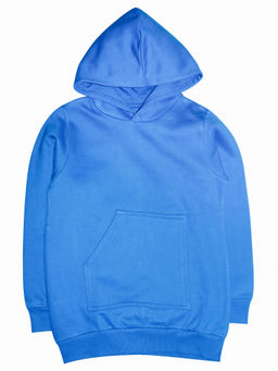 KiddoPanti - Blue Solid Hooded Pull Over Sweatshirt