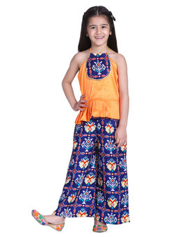 BownBee - Patan Patola Grecian Neck with Palazzo-Blue (Set of 2)