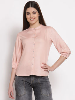 Style Quotient - Women Solid Nude Polyester Formal Shirt