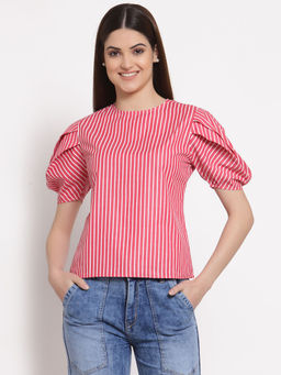 Style Quotient - Red White Striped Top