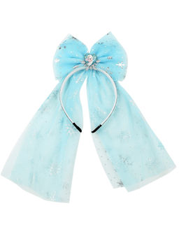 ToniQ - Pretty Blue Glitter Mesh Bow Princess Dress up Hair Band For Girls