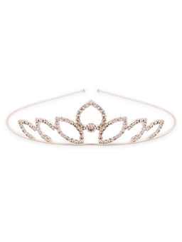 ToniQ - Silver Stone Embellished Princess Tiara Crown Hair Band For Girls