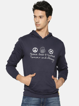 Campus Sutra - Blue Printed Sweatshirt