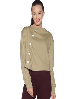 Campus Sutra - Women Brown Color Solid Sweatshirt