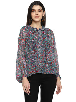 Aditi Wasan - Multi Color Polyester Paisley Print Shirt Style Top