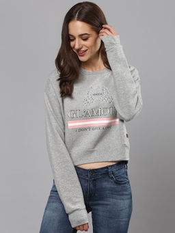 Campus Sutra - Women Grey Color Sweatshirt