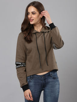Campus Sutra - Women Green Color Sweatshirt