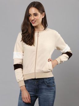 Campus Sutra - Women Beige Color Sweatshirt