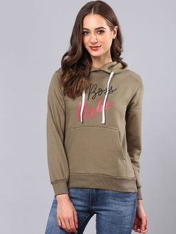 Campus Sutra - Women Green Color Sweatshirt