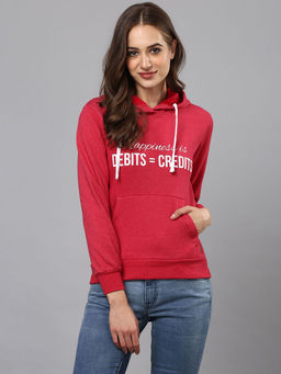 Campus Sutra - Women Maroon Color Sweatshirt