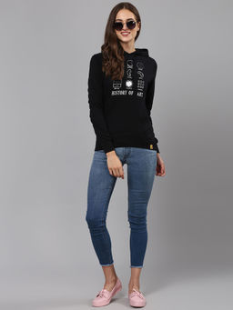 Campus Sutra - Women Black Color Sweatshirt