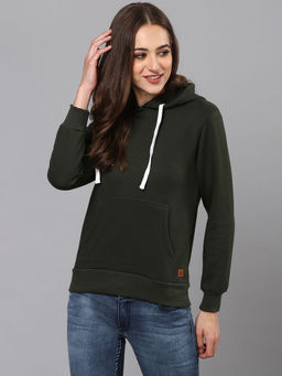 Campus Sutra - Women Green Color Sweatshirt