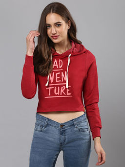 Campus Sutra - Women Maroon Color Sweatshirt