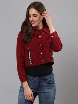 Campus Sutra - Women Maroon Color Jacket