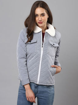 Campus Sutra - Women Grey Color Jacket