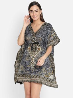Aditi Wasan - Grey Printed Polyester Kaftan