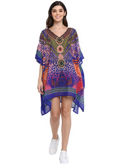Aditi Wasan - Multi Colour Printed And Embellished Polyester Kaftan