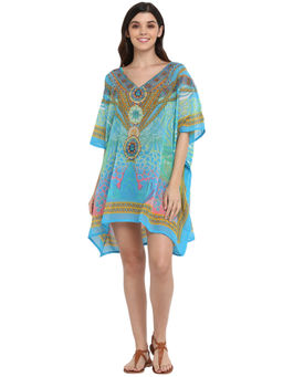 Aditi Wasan - Multi Colour Printed And Embellished Polyester Kaftan