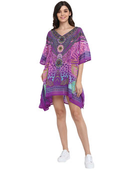 Aditi Wasan - Multi Colour Printed And Embellished Polyester Kaftan