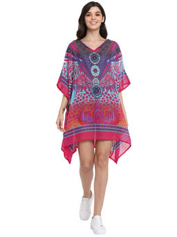 Aditi Wasan - Multi Colour Printed And Embellished Polyester Kaftan