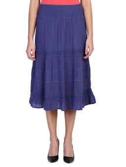 Aditi Wasan - Blue Viscose Midi Skirt