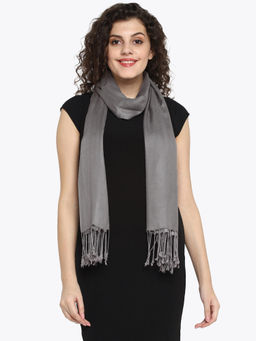 Aditi Wasan - Pashminetta Viscose Twill Solid Grey Stole