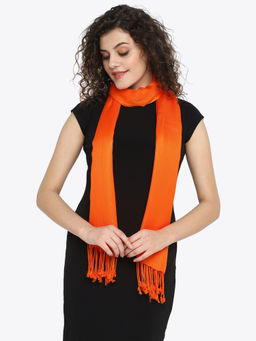 Aditi Wasan - Pashminetta Viscose Twill Solid Orange Stole