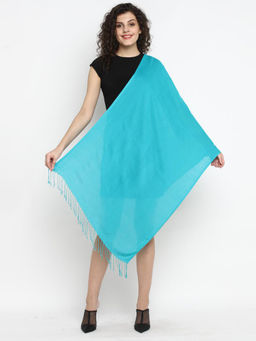 Aditi Wasan - Viscose Solid Turquoise Stole