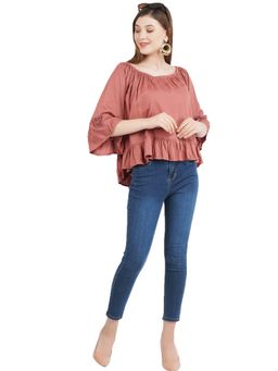 Aditi Wasan - Coral Flared On And Off Shoulder Top