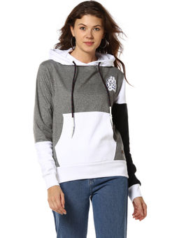 Campus Sutra - Grey Stylish Hooded Casual Sweatshirt