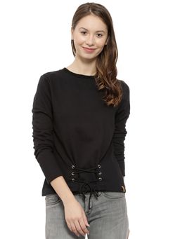 Campus Sutra - Black Solid Sweatshirt