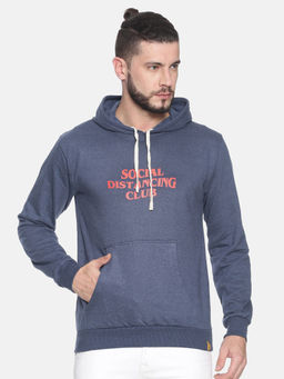 Campus Sutra - Blue Printed Sweatshirt