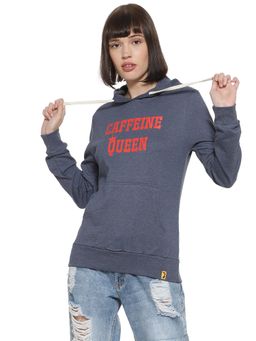 Campus Sutra - Blue Printed Hoodie