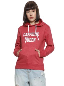 Campus Sutra - Maroon Printed Hoodie