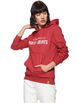 Campus Sutra - Maroon Printed Sweatshirt