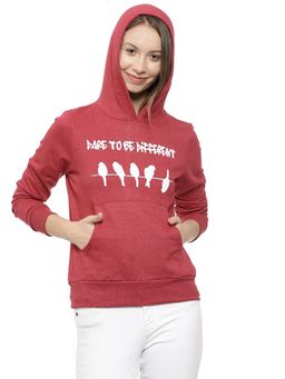 Campus Sutra - Maroon Printed Sweatshirt