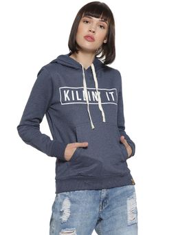Campus Sutra - Blue Printed Hoodie