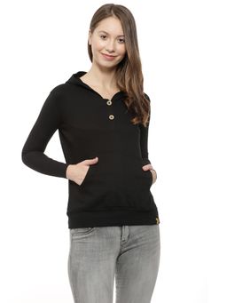Campus Sutra - Black Solid Sweatshirt