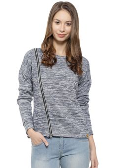Campus Sutra - Blue Solid Sweatshirt