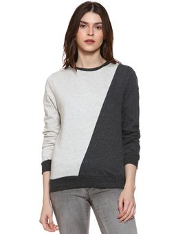 Campus Sutra - Off White Patterned Sweatshirt