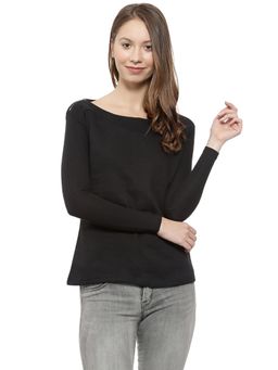 Campus Sutra - Black Solid Sweatshirt