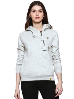 Campus Sutra - Off White Solid Sweatshirt