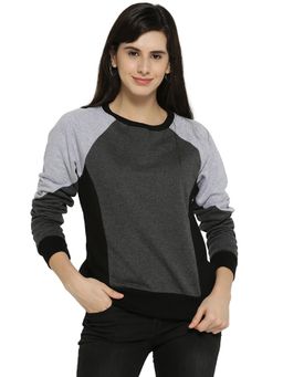 Campus Sutra - Grey Solid Sweatshirt