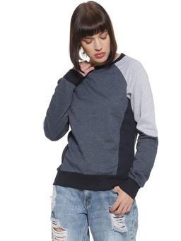 Campus Sutra - Blue Solid Sweatshirt