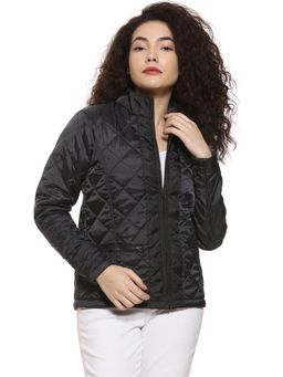 Campus Sutra - Black Solid Puffer Jacket