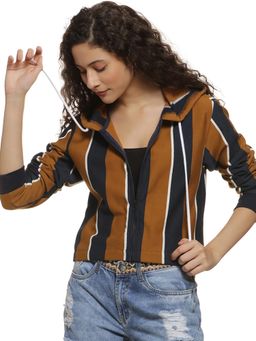 Campus Sutra - Brown Stripes Sweatshirt