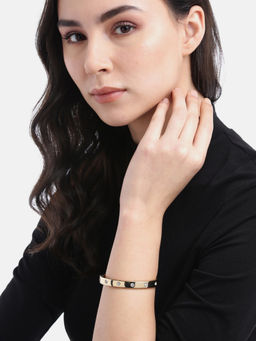 Blueberry - 18Kt Gold Plated Stone Embellished Brass Cuff